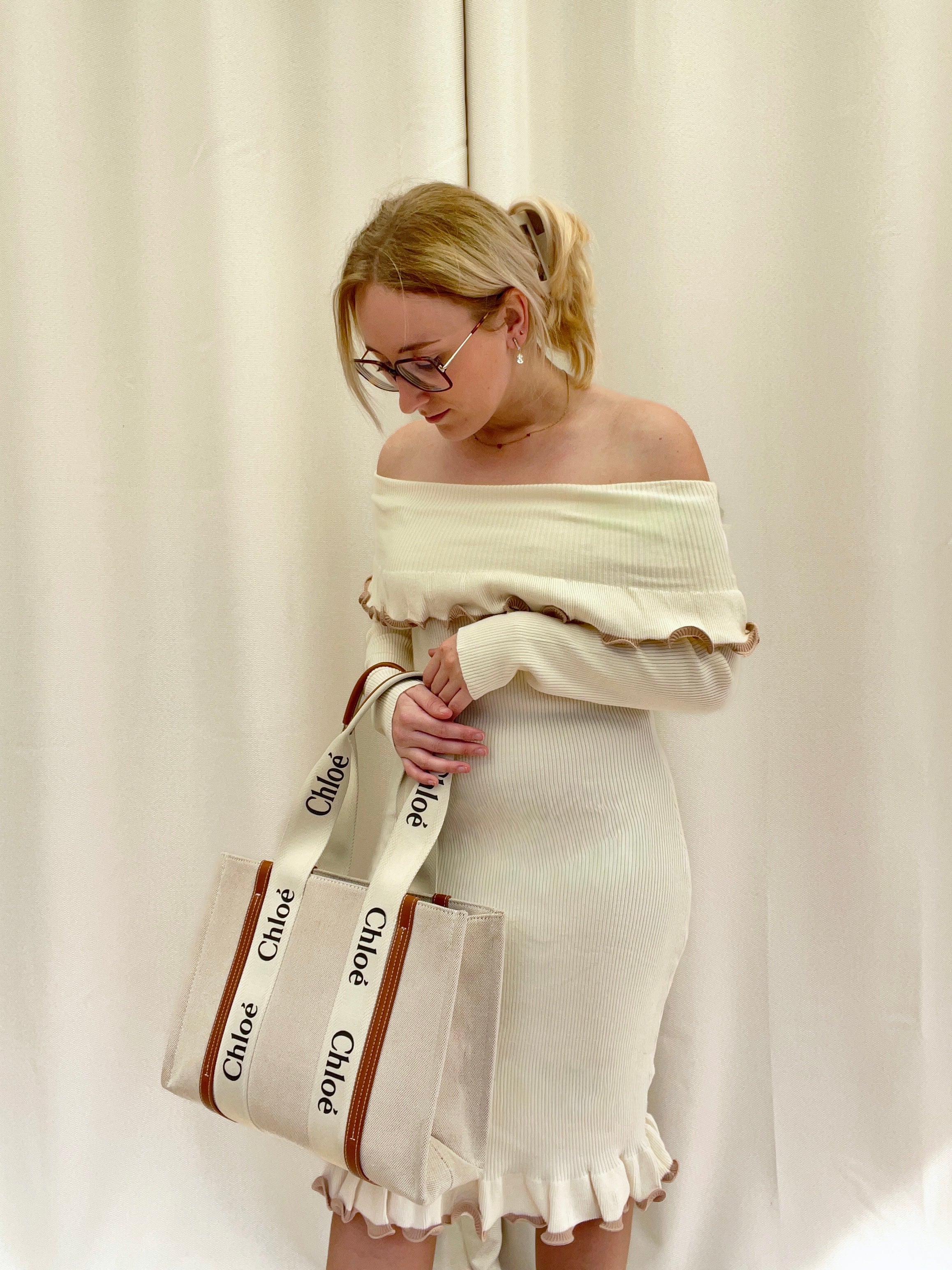 Beige Off Shoulder Dress